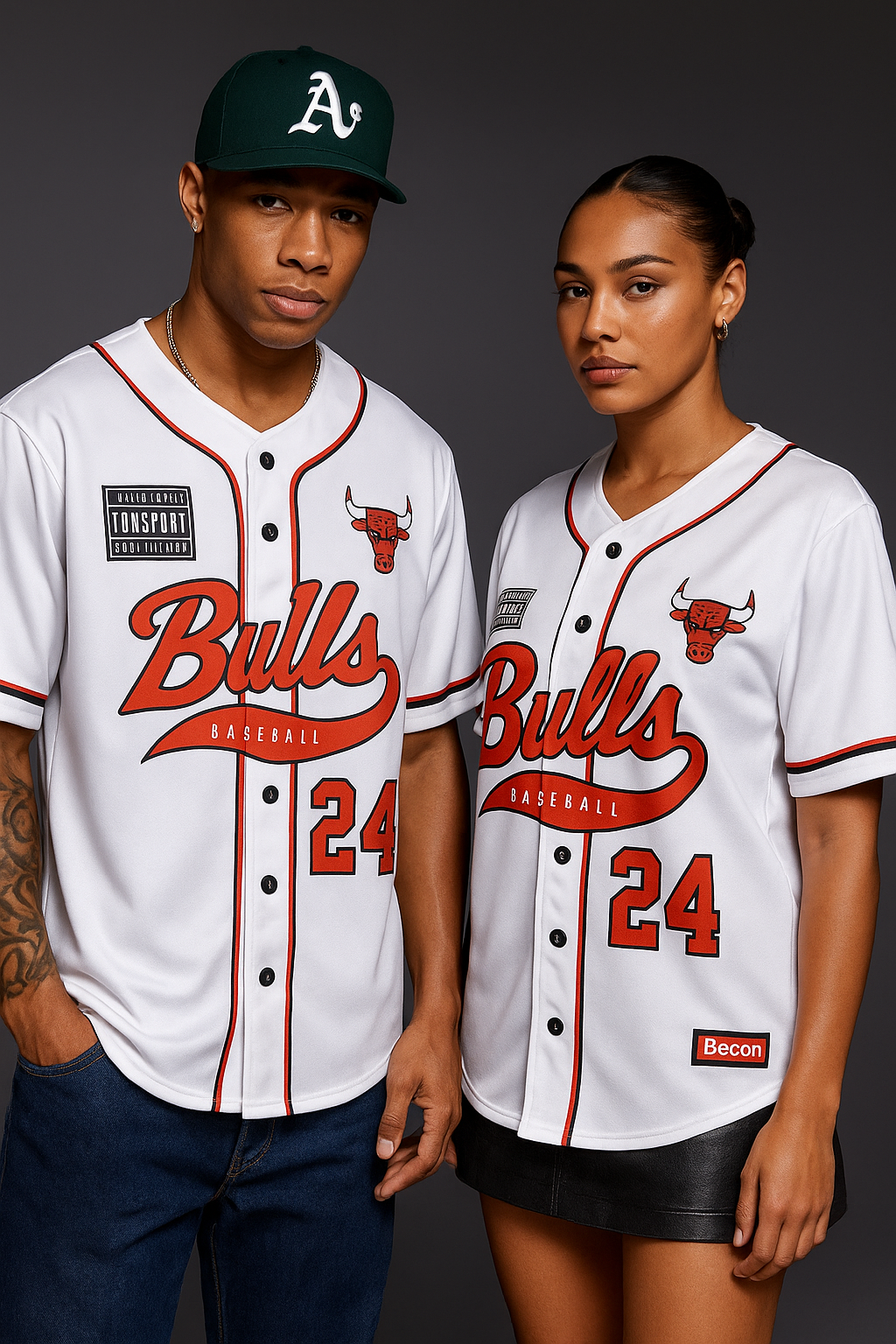 Bulls Baseball Jersey Tee – White & Red | Bacon Qatar
