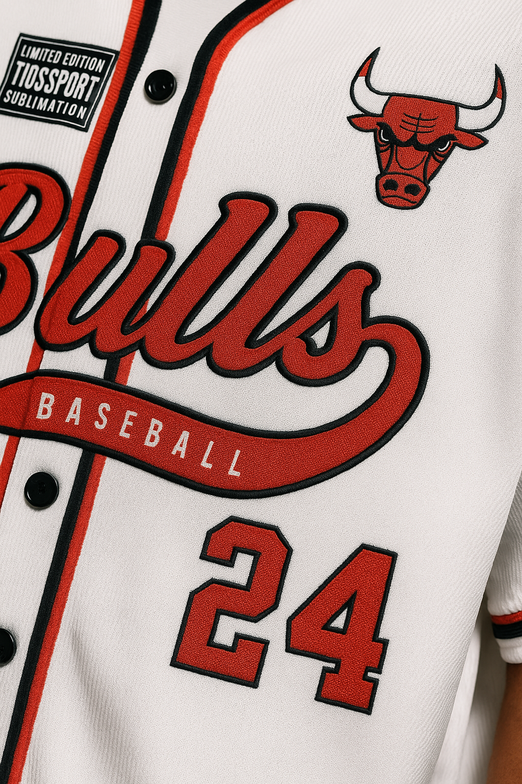 Bulls Baseball Jersey Tee – White & Red | Bacon Qatar