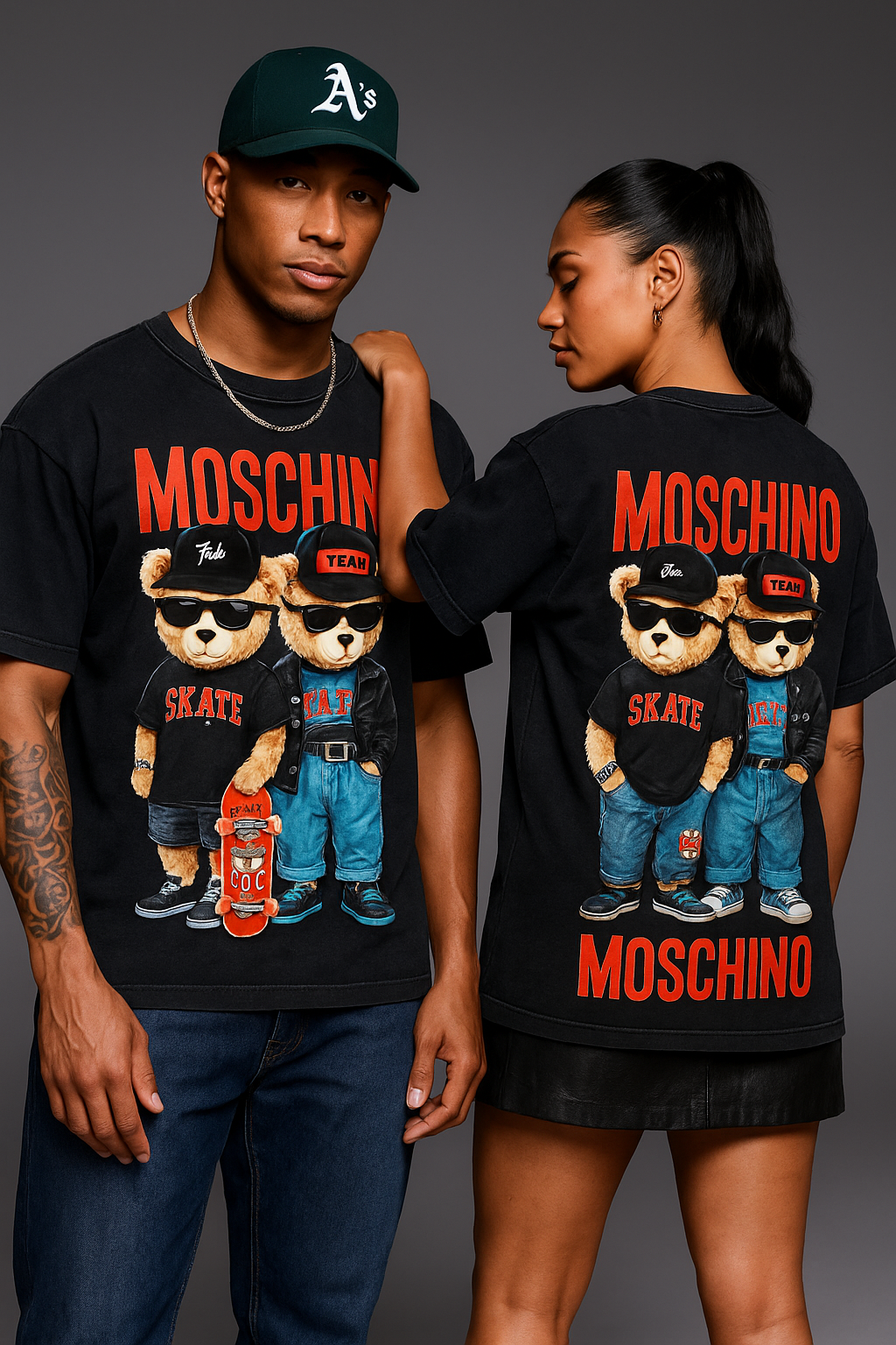 Bacon Qatar Oversized Moschino Bear Graphic Tee – One Size | Qatar Streetwear