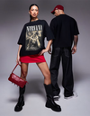 Bacon Qatar Unisex Nirvana Oversized Vintage Graphic T-Shirt in Washed Black